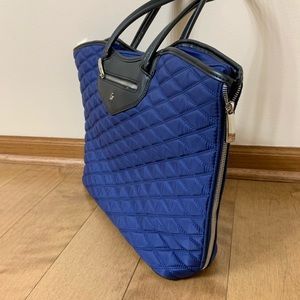 Like new KNOMO business tote, blue w/ red interior